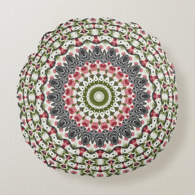 Mandala round pattern kaleidoscope Round Pillow (Front)