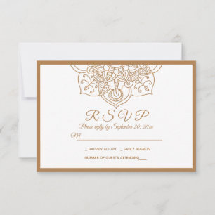 Mandala RSVP Brown Boho Indian Modern  Wedding