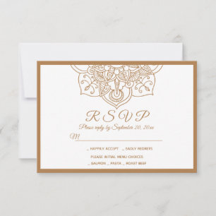 Mandala RSVP Brown Boho Indian Modern Wedding Card