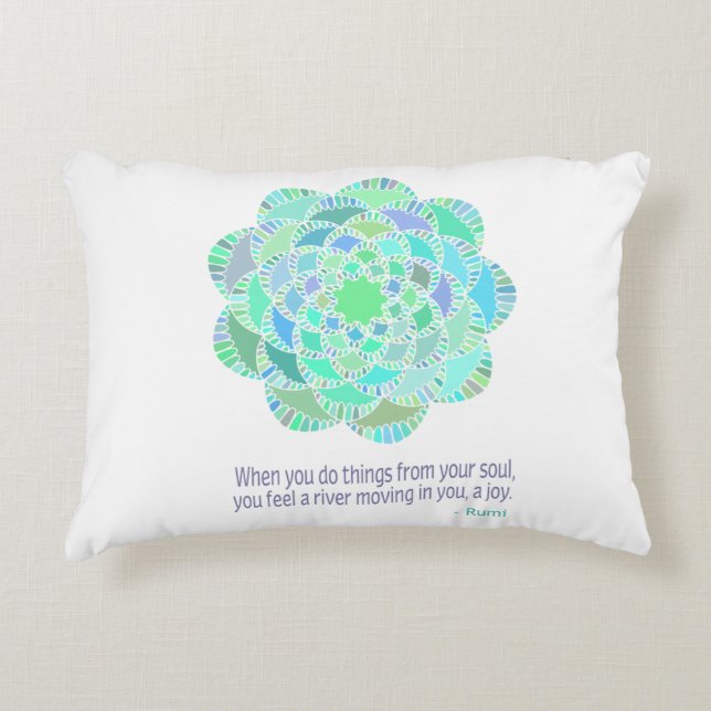 Mandala Rumi Joy Quote Decorative Cushion (Front)