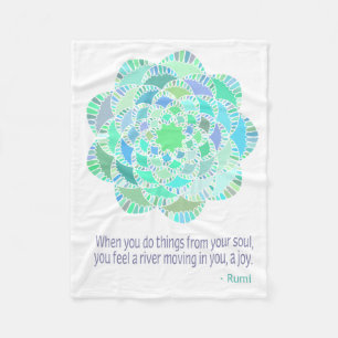 Mandala Rumi Joy Quote Fleece Blanket