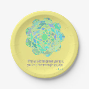 Mandala Rumi Joy Quote Paper Plate