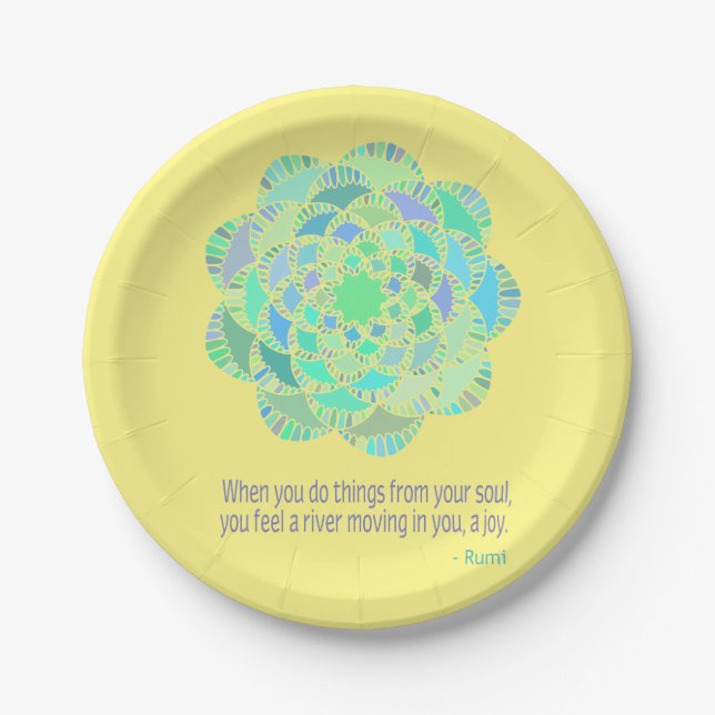Mandala Rumi Joy Quote Paper Plate (Front)