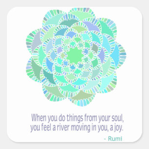 Mandala Rumi Joy Quote Square Sticker