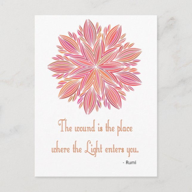 Mandala Rumi Wound quote Postcard (Front)