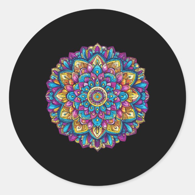 Mandala Sacred Geometry Meditation  Classic Round Sticker (Front)