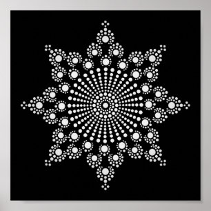 Mandala Snowflake Pattern Template Poster