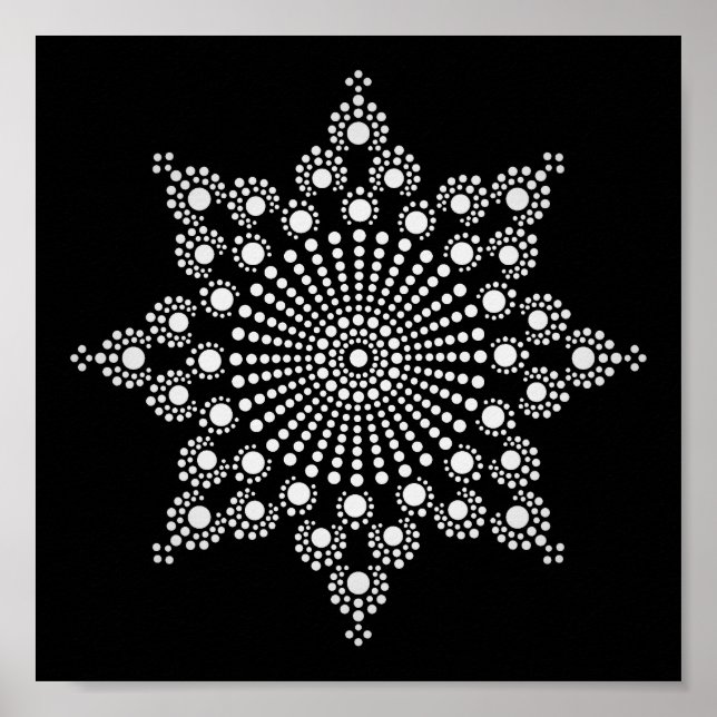 Mandala Snowflake Pattern Template Poster (Front)