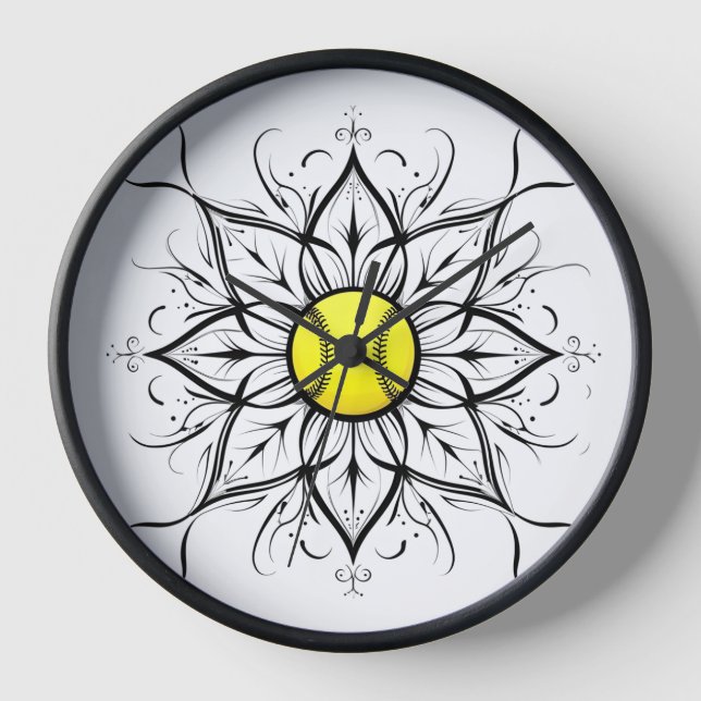 Mandala Softball Wall Clock (Front)