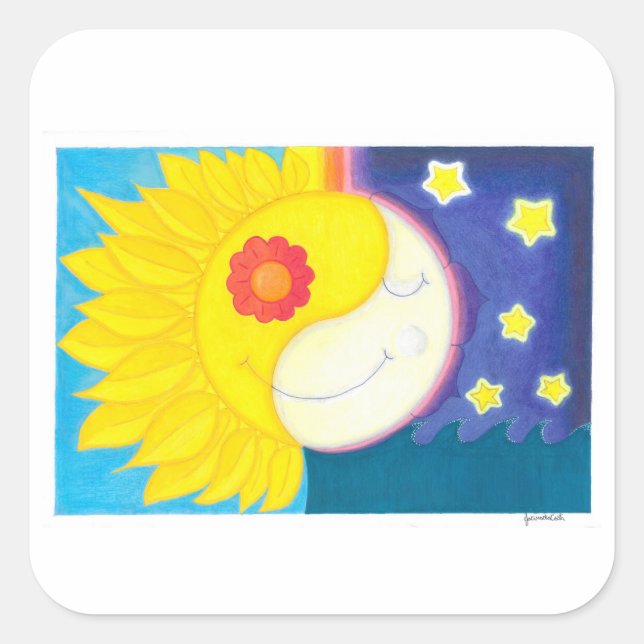 Mandala: Solflower and Luaflor Square Sticker (Front)