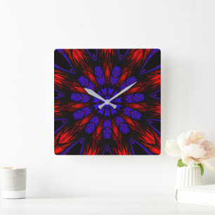 Mandala Southwestern Hippie Boho Chic Bohemian Square Wall Clock