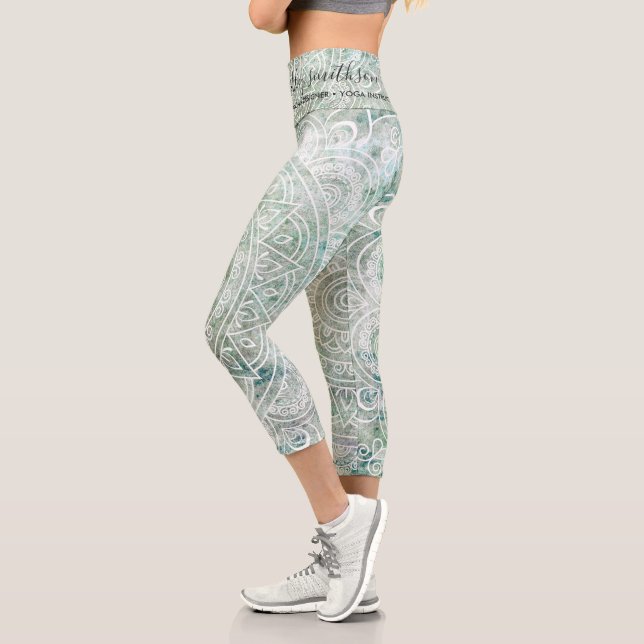 Mandala Spa Bohemian Spiritual greenery Capri Leggings (Left)