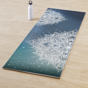 Mandala sparkle universe blue green yoga mat