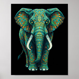 Mandala Spiritual Elephant Zen Art Mindfulness Wis Poster