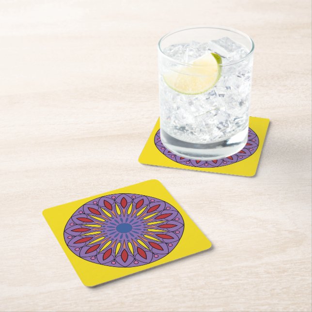 Mandala Square Paper Coaster (Insitu)