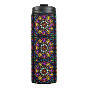 Mandala Stained Glass Floral Artwork Thermal Tumbler