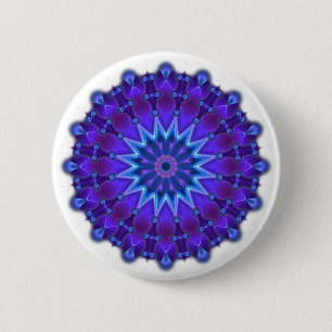 Mandala star in blue 6 cm round badge