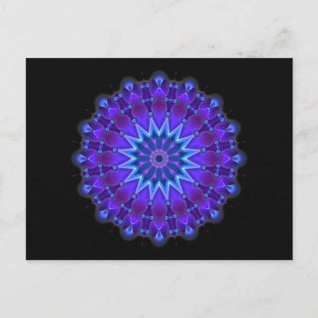 Mandala star in blue | black postcard (Front)