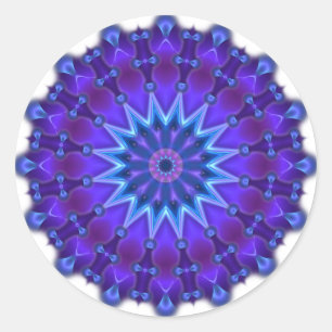 Mandala star in blue classic round sticker