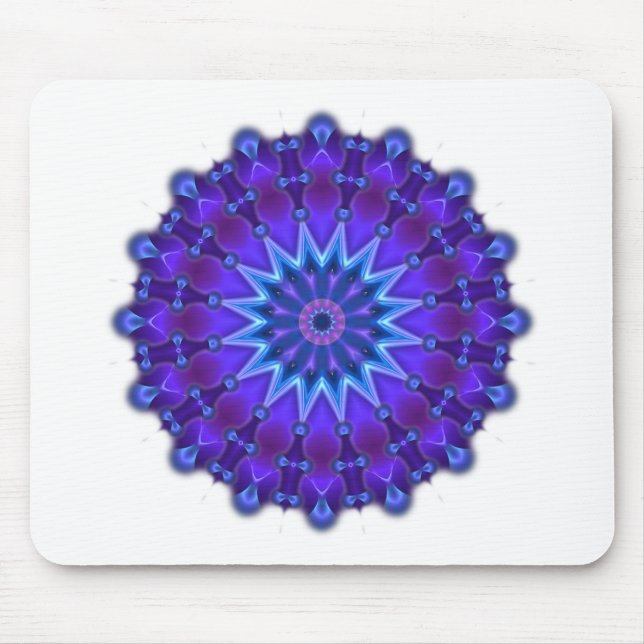 Mandala star in blue mouse mat (Front)