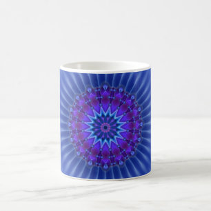 Mandala star in blue   royal flower coffee mug