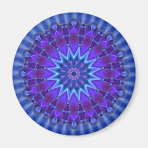 Mandala star in blue   royal flower magnet