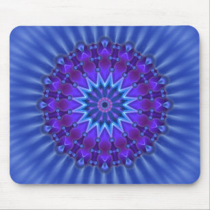 Mandala star in blue   royal flower mouse mat
