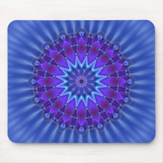 Mandala star in blue | royal flower mouse mat (Front)