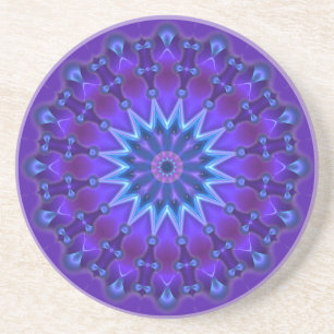 Mandala star in blue violet coaster