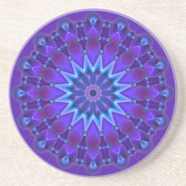 Mandala star in blue | violet coaster (Front)