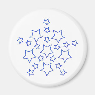 Mandala Star of stars pattern, in blue, magnets