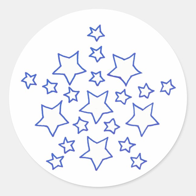 Mandala Star of stars pattern, in blue, stickers (Front)