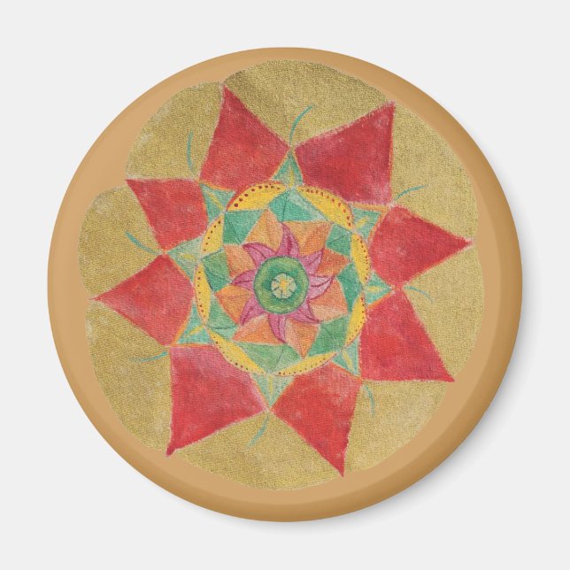 Mandala Star Sacred Geometry  Round Magnet (Front)