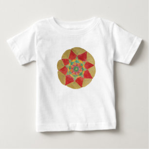 Mandala Star Toddler Ruffle Tee, White Baby T-Shirt