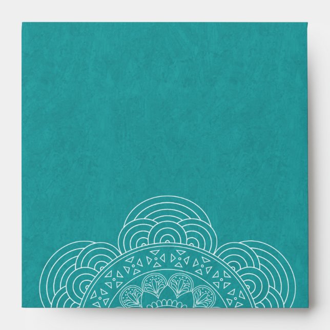 Mandala Summer Garden Teal Return Address Envelopes (Front)