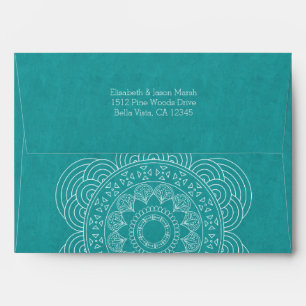 Mandala Summer Garden Wedding Chic Teal Green Envelopes