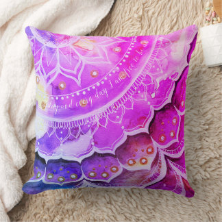 Mandala Sunset Watercolors Pink Pillow