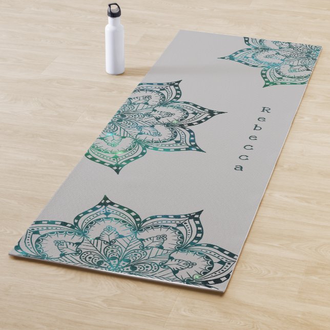 Mandala Teal and Grey Personalised Yoga Mat (In Situ)