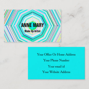 Mandala Teal Blue Abstract Salons MakeUp Artist Business Card