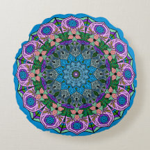 Mandala TealRose 12 Petals Pink Orange Teal