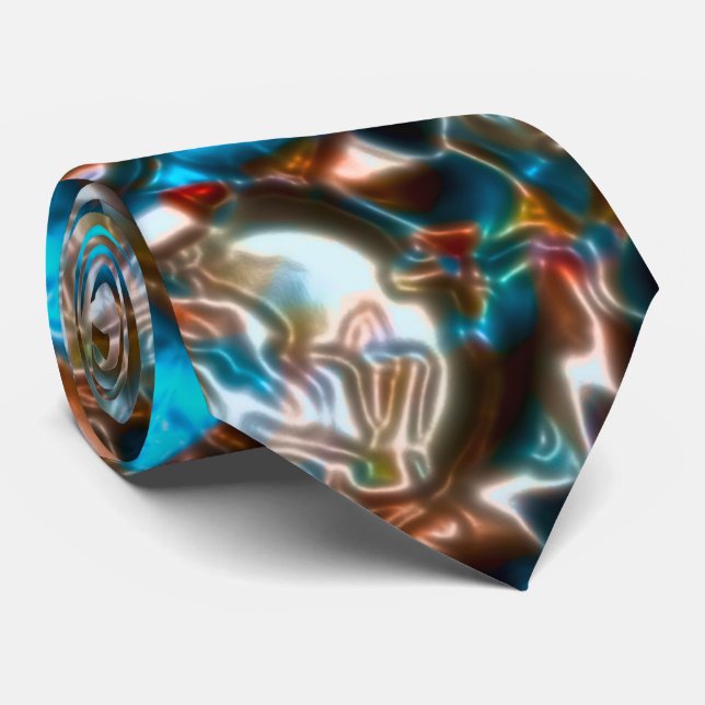 Mandala that looks like a crater in bright colours tie (Rolled)