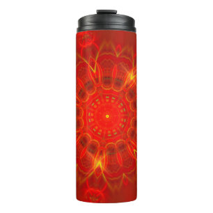 Mandala Thin Lines Warm Colours Dark Red Backgroun Thermal Tumbler