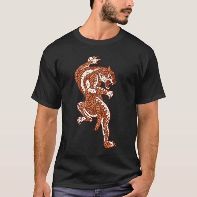 Mandala Tiger Big Cat Sabre Toothed Tiger T-Shirt (Front)