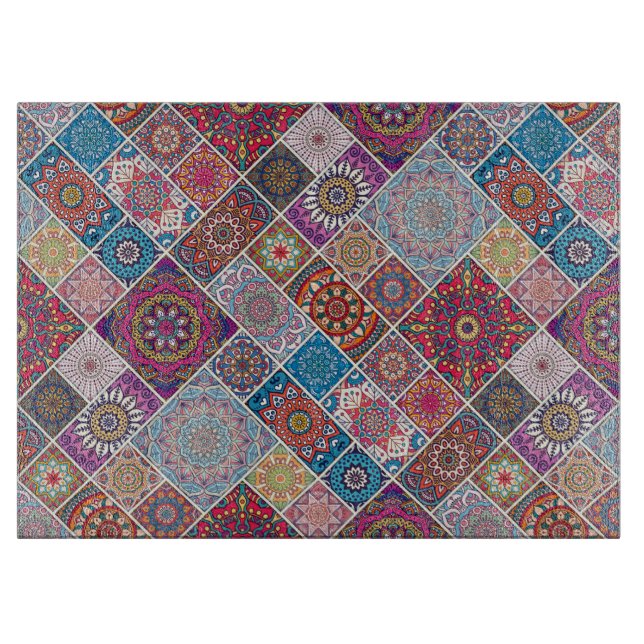 Mandala Tile Pattern Cutting Board (Front)