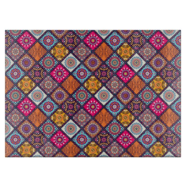 Mandala Tile Pattern Cutting Board (Front)