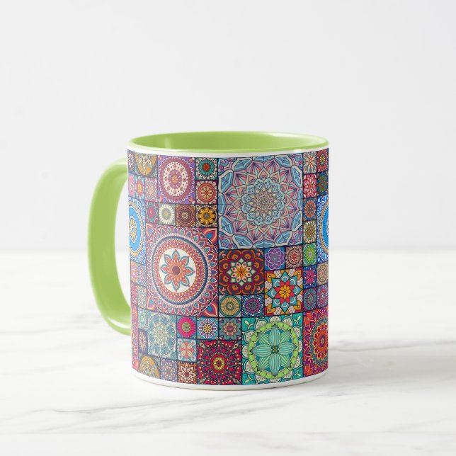 Mandala Tile Pattern Mug (Front Left)