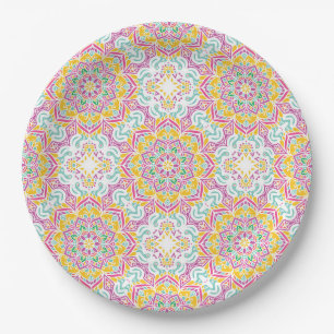 Mandala Tile Pattern Paper Plate