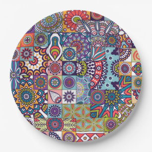 Mandala Tile Pattern Paper Plate
