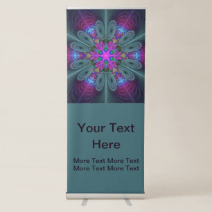 Mandala To Centre Colourful Fractal With Pink Text Retractable Banner