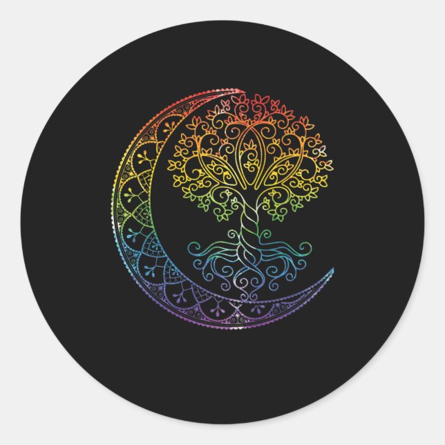 Mandala Tree of Life Tattoo Style Classic Round Sticker (Front)